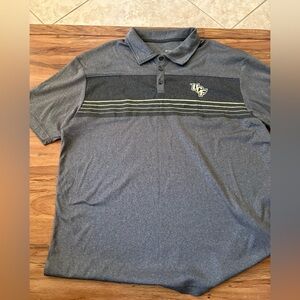 Men’s Dark Gray Polo with Striped Chest and UCF Patch